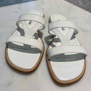 Manolo Blahnik white patent leather sandals